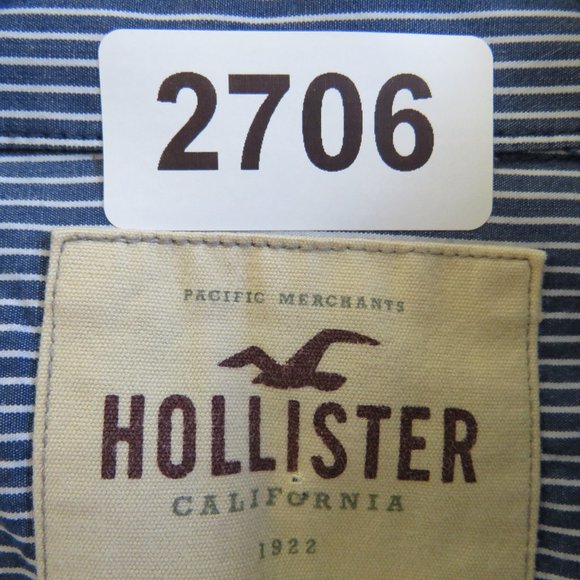 Hollister* Men's Long Sleeve Button Down Curved Hem Stripe Dress Shirt~ Size XL - Picture 3 of 13